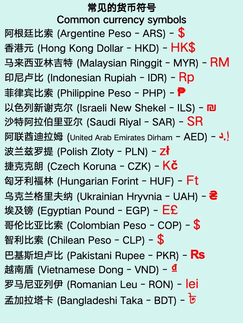 货币符号(货币符号英文)